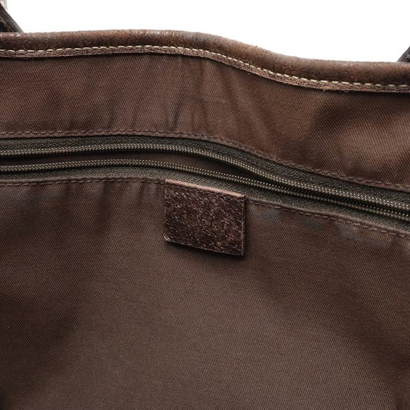 GUCCI Gucci GG Canvas Princely Line Ribbon Tote Bag Shoulder Leather Khaki Be... - Picture 6 of 8
